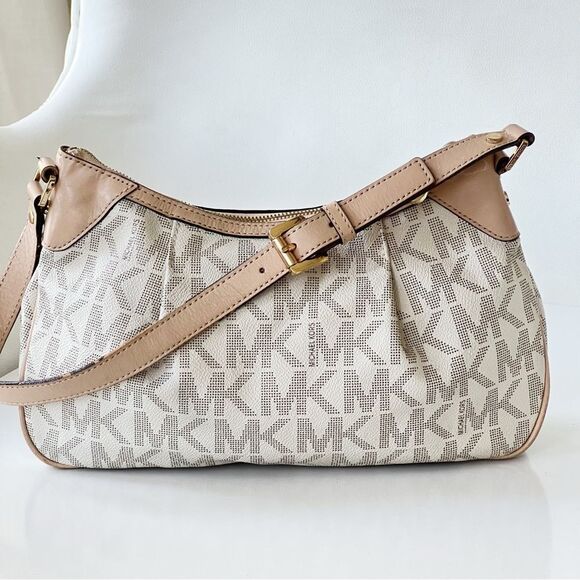 MICHAEL Michael Kors Beige and Cream Shoulder Bag MK tote purse designer small - Picture 7 of 16